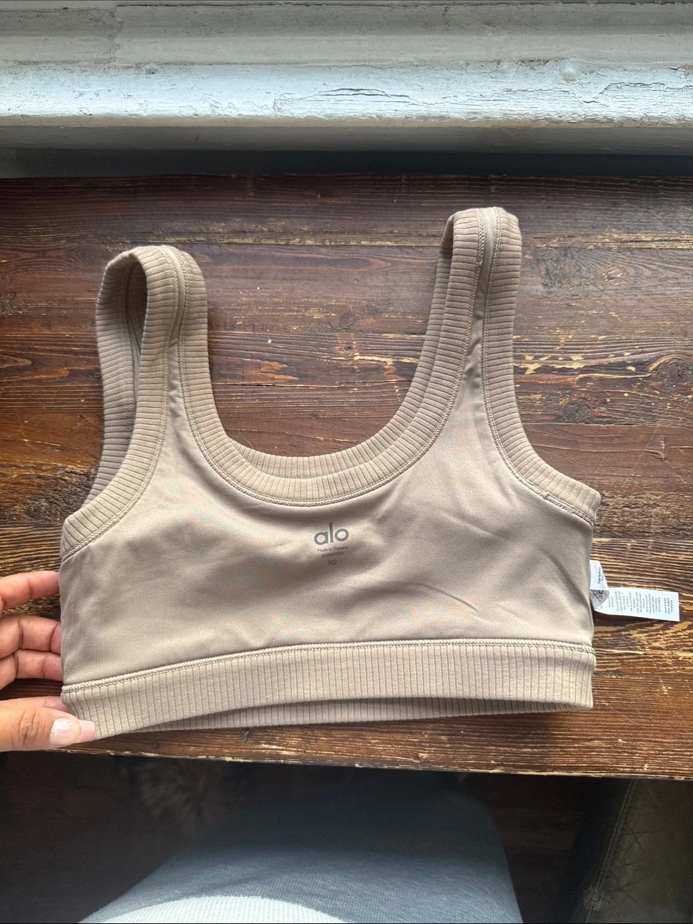 ALO Yoga Ribbed Crop Tank in Tan